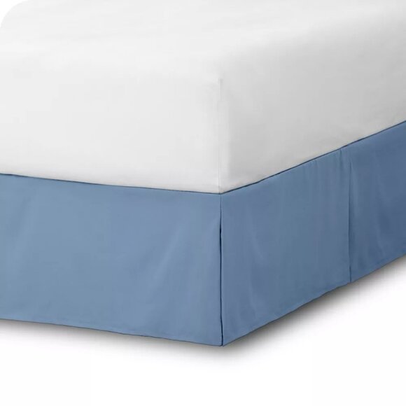 NEW Tailored 15" Pleated Bed Skirt by Bare Home King Coronet Blue - Picture 1 of 8